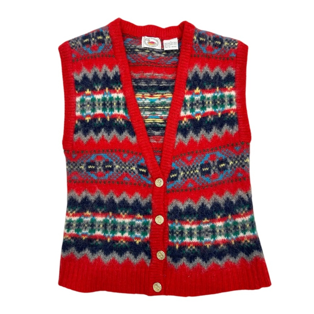 Vintage Marsh Landing Shetland Wool Knit Vest with Button Front